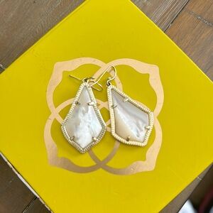 Gold and Cream Geometric Earrings
